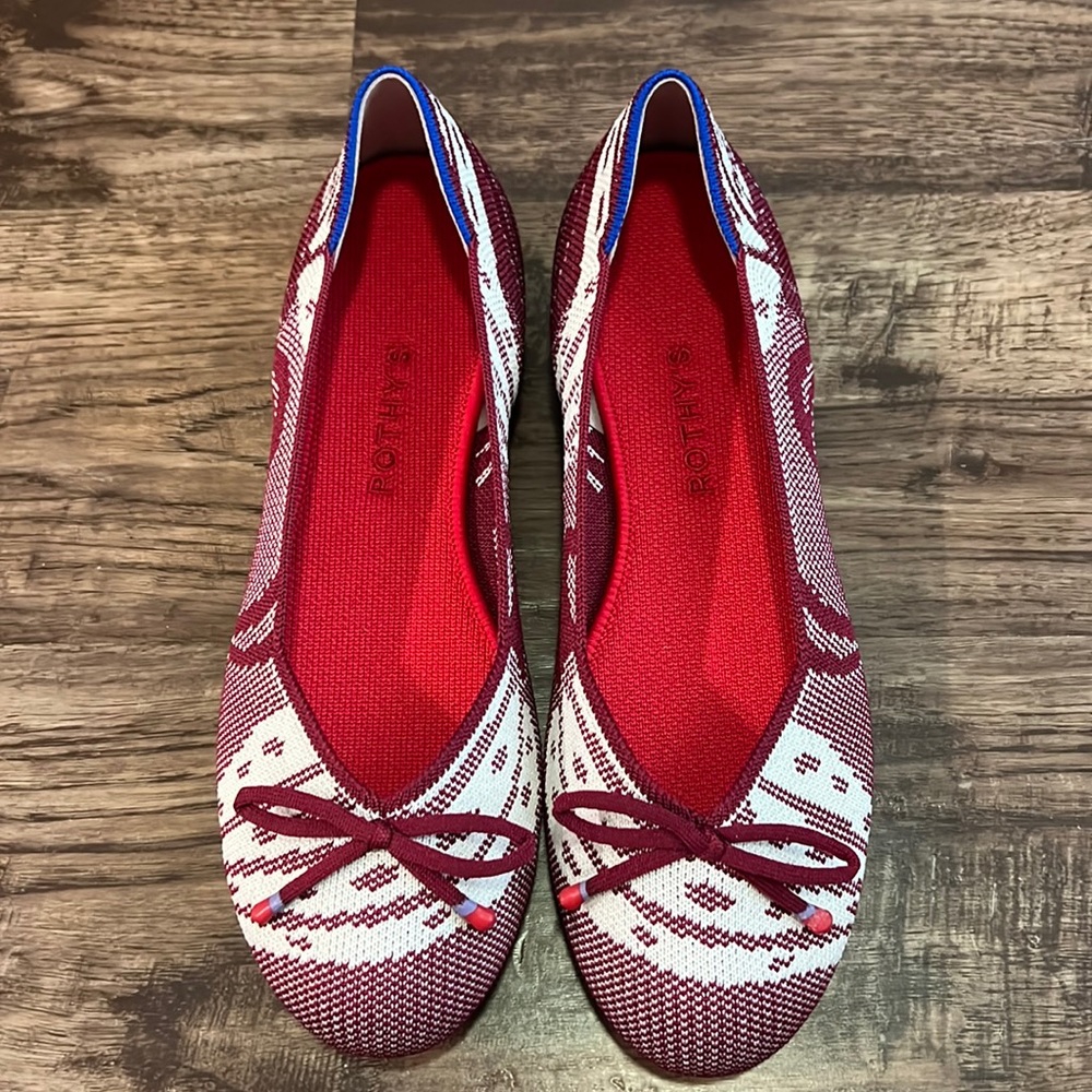 Rothy’s Red Print Ballet Flats Womens